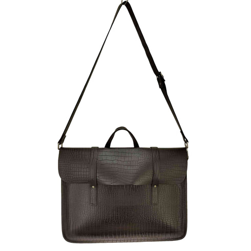 The Cambridge Satchel Company The Music Case クロコ型押し レザー サッチェルバッグ ブリーフ ショルダー メンズ