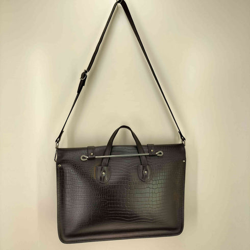 The Cambridge Satchel Company The Music Case クロコ型押し レザー サッチェルバッグ ブリーフ ショルダー メンズ