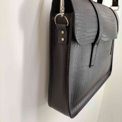 The Cambridge Satchel Company The Music Case クロコ型押し レザー サッチェルバッグ ブリーフ ショルダー メンズ
