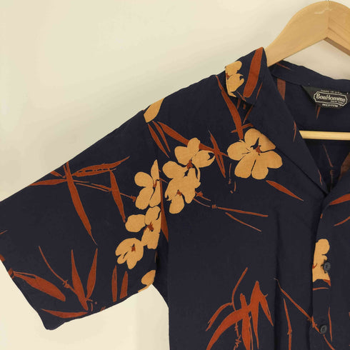 BONHOMME USA製 総柄 花柄 開襟 オープンカラー S/S アロハ シャツ レディース import:M