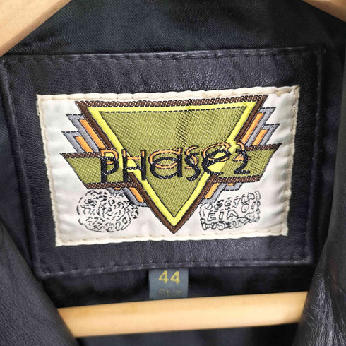 PHASE2 肩パッド 2B レザー テーラード ハーフ コート メンズ 44