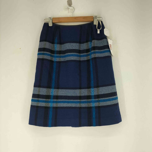 ブルーレーベルクレストブリッジ BLUE LABEL CRESTBRIDGE 金ボタンウールチェック巻きスカート レディース 38