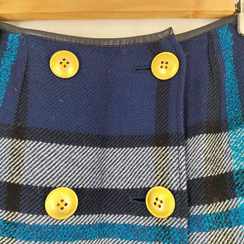 ブルーレーベルクレストブリッジ BLUE LABEL CRESTBRIDGE 金ボタンウールチェック巻きスカート レディース 38