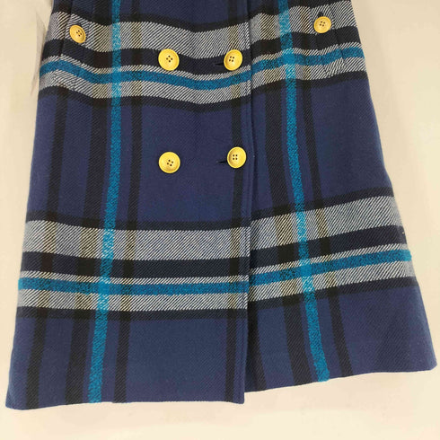 ブルーレーベルクレストブリッジ BLUE LABEL CRESTBRIDGE 金ボタンウールチェック巻きスカート レディース 38