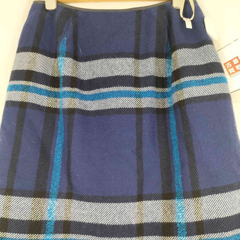 ブルーレーベルクレストブリッジ BLUE LABEL CRESTBRIDGE 金ボタンウールチェック巻きスカート レディース 38