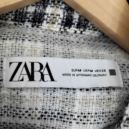ザラ ZARA チェック ツイードシャツ ジャケット レディース import:M