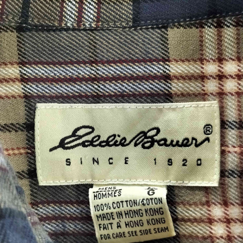 エディーバウアー Eddie Bauer 90S 白タグ チェックネルシャツ メンズ JPN:L