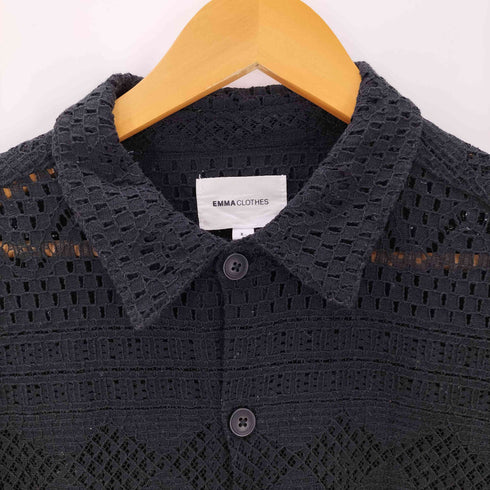 エマクローズ EMMA CLOTHES レースアミ ボックスルーズシルエットS/Sシャツ クロシェシャツ メンズ JPN:L