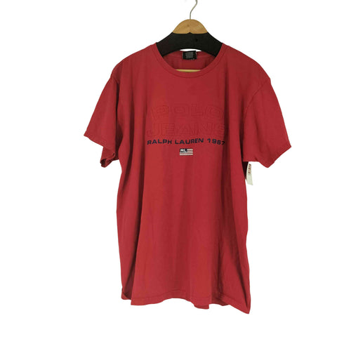 ポロジーンズカンパニーラルフローレン POLO JEANS COMPANY RALPH LAUREN 90S フロントプリント S/S Tシャツ メンズ import:XL