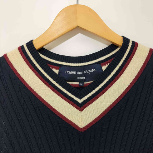 コムデギャルソンオム COMME des GARCONS HOMME 生地切替 コットンウール ケーブルニットベスト メンズ JPN:S