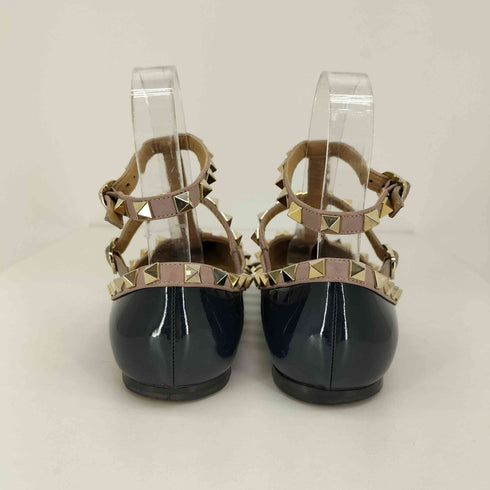 ヴァレンティノガラヴァーニ VALENTINO GARAVANI ロックスタッズ エナメル フラットパンプス レディース 35 1/2