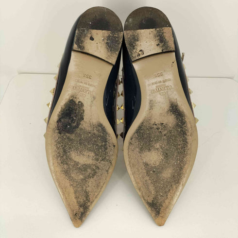 ヴァレンティノガラヴァーニ VALENTINO GARAVANI ロックスタッズ エナメル フラットパンプス レディース 35 1/2