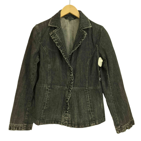 ローラアシュレイ LAURA ASHLEY フリル フリンジ デニム テーラードジャケット レディース JPN:11号