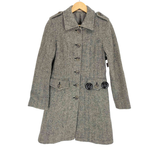 バーバリーブルーレーベル BURBERRY BLUE LABEL ウールヘリンボーンツイードステンカラーコート レディース 38