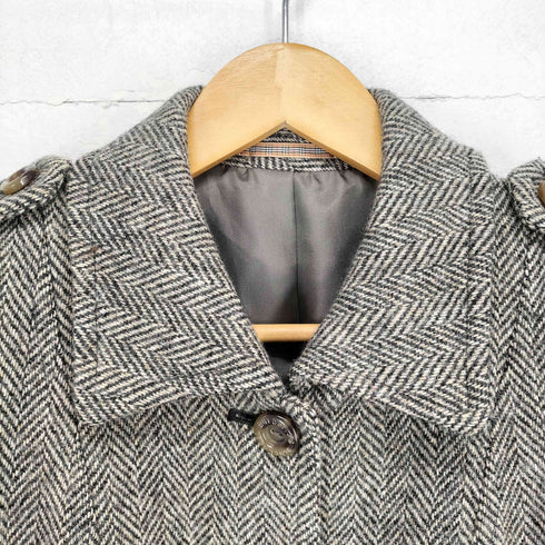 バーバリーブルーレーベル BURBERRY BLUE LABEL ウールヘリンボーンツイードステンカラーコート レディース 38
