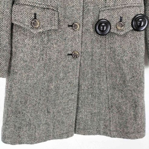 バーバリーブルーレーベル BURBERRY BLUE LABEL ウールヘリンボーンツイードステンカラーコート レディース 38