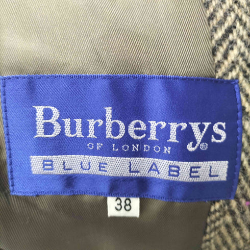 バーバリーブルーレーベル BURBERRY BLUE LABEL ウールヘリンボーンツイードステンカラーコート レディース 38