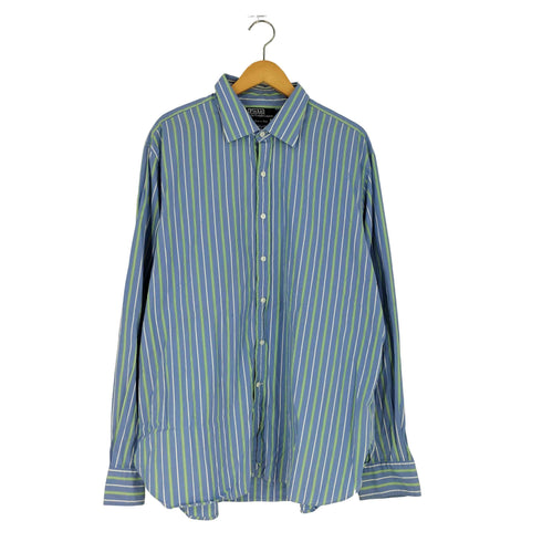 ポロバイラルフローレン Polo by RALPH LAUREN 90s イタリア製 ノーポニー ストライプ シャツ メンズ 18