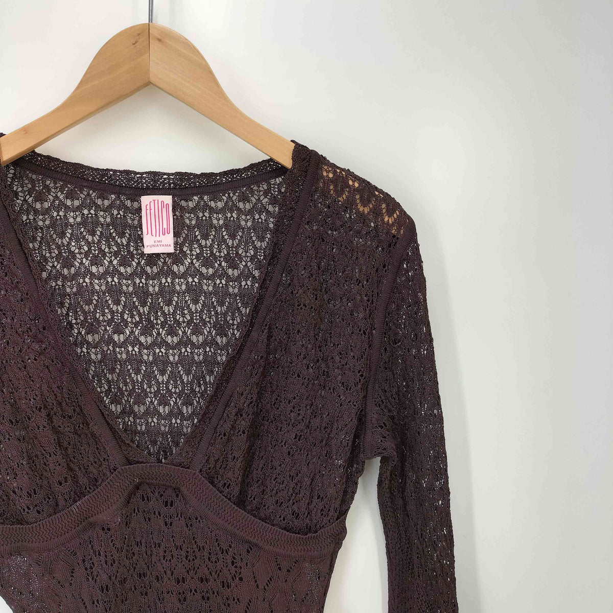 USED古着(ユーズドフルギ) {{FETICO}} 24AW LACE KNIT V-NECK BODY 中古 古着 0802 FETICO 24AW LACE KNIT V-NECK BODYSUITS レディース JPN：2