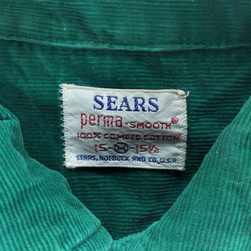 シアーズ Sears 50-60S オープンカラーコーデュロイシャツ メンズ import:M