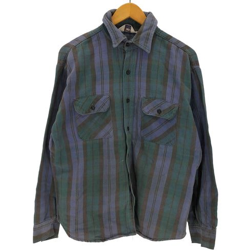 ファイブブラザー FIVE BROTHER 70-80S USA製 三角タグ ブラックウォッチ チェックフランネルシャツ メンズ import:L