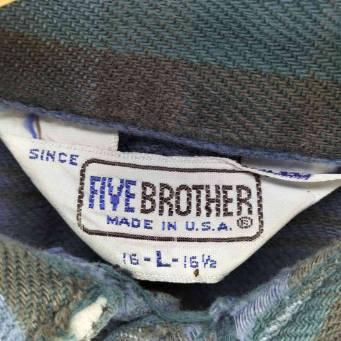 ファイブブラザー FIVE BROTHER 70-80S USA製 三角タグ ブラックウォッチ チェックフランネルシャツ メンズ import:L