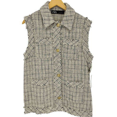 ザラ ZARA 金釦 ツイード ジレ ベスト レディース import:S