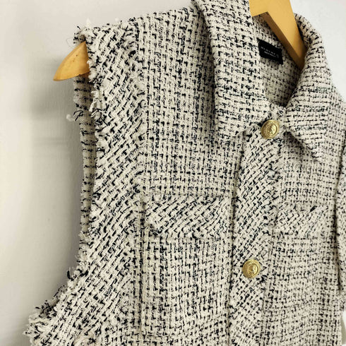 ザラ ZARA 金釦 ツイード ジレ ベスト レディース import:S