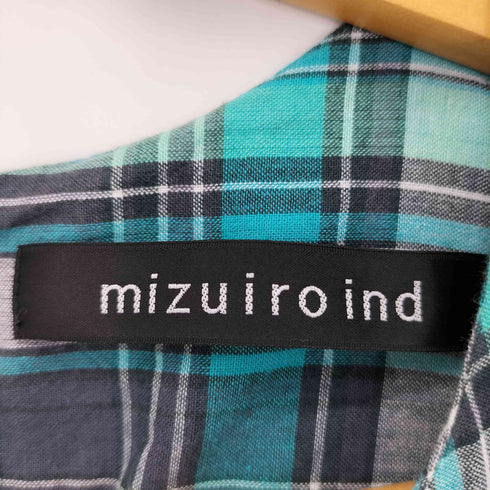 ミズイロインド mizuiro ind マドラスチェックフレアノースリーブワンピース レディース