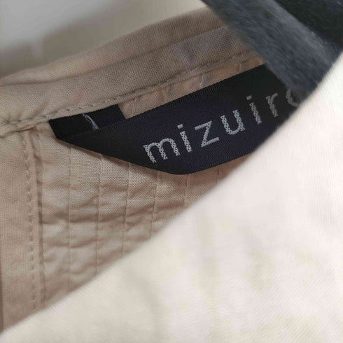 ミズイロインド mizuiro ind 襟付きピンタック&レースノースリーブシャツ レディース