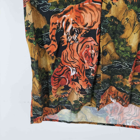 ザラ ZARA S/S レーヨン和柄アロハシャツ 虎 メンズ import:S