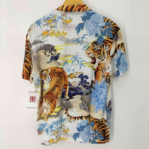 ザラ ZARA S/S レーヨン和柄アロハシャツ 虎 メンズ import:M