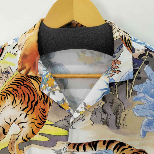 ザラ ZARA S/S レーヨン和柄アロハシャツ 虎 メンズ import:M