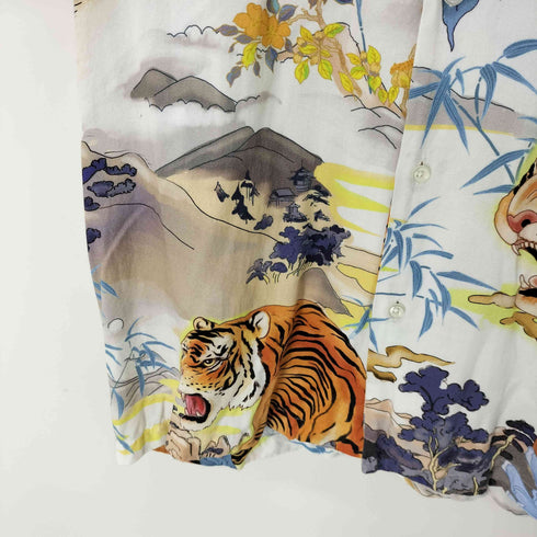 ザラ ZARA S/S レーヨン和柄アロハシャツ 虎 メンズ import:M