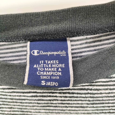 チャンピオン Champion パイル地 ボーダー柄クルーネックtシャツ 短丈 メンズ JPN:S