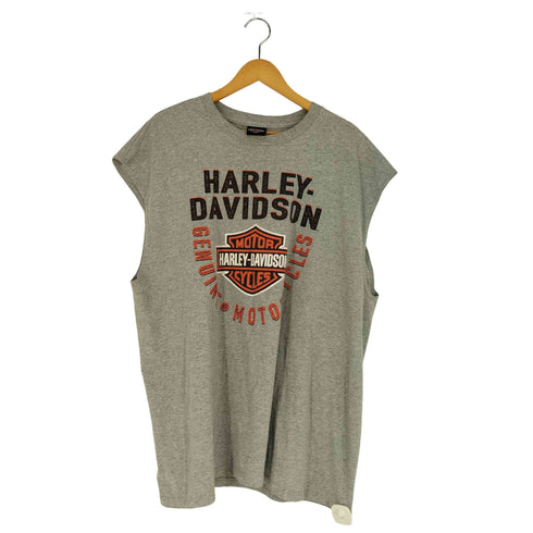 ハーレーダビッドソン HARLEY-DAVIDSON ロゴ バイク 両面プリント ノースリーブTシャツ メンズ 2XL