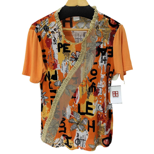 milio フランス製 S/S レースフロントデザイン総柄Tシャツ レディース