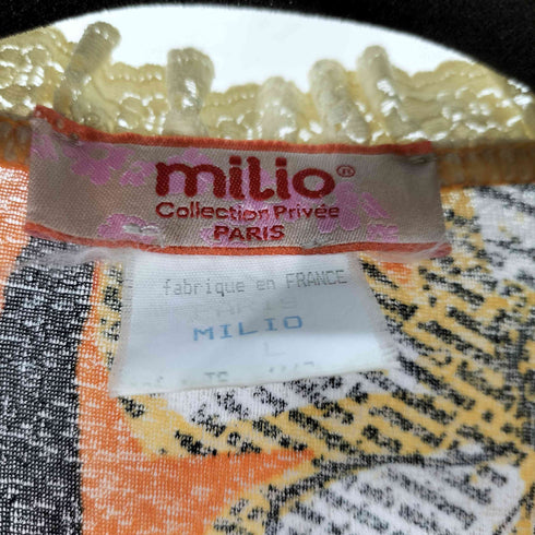 milio フランス製 S/S レースフロントデザイン総柄Tシャツ レディース