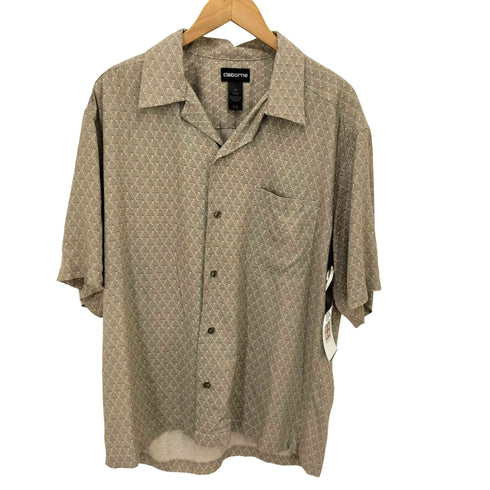 クレイボーン Claiborne レーヨン 総柄 オープンカラー S/S シャツ メンズ import:M