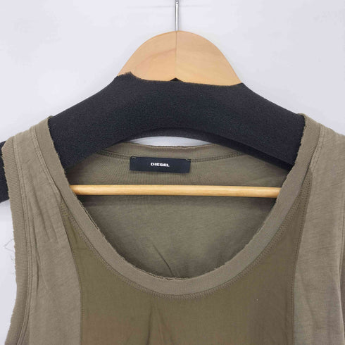ディーゼル DIESEL レーヨン切替 背面刺繍 ノースリーブワンピース レディース import:XS
