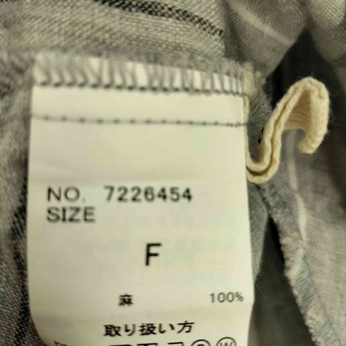 on y vua オニヴァ 麻 リネン 100 ストライプ バンドカラー ブラウス レディース FREE