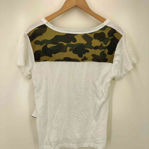アベイシングエイプ A BATHING APE CAMO APE HEAD カモ 切り替え エイプヘッド ワンポイント 刺繍 S/S クルーネック Tシャツ メンズ JPN:XS