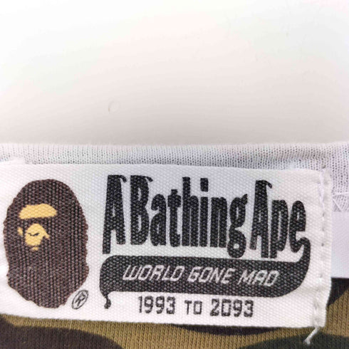 アベイシングエイプ A BATHING APE CAMO APE HEAD カモ 切り替え エイプヘッド ワンポイント 刺繍 S/S クルーネック Tシャツ メンズ JPN:XS