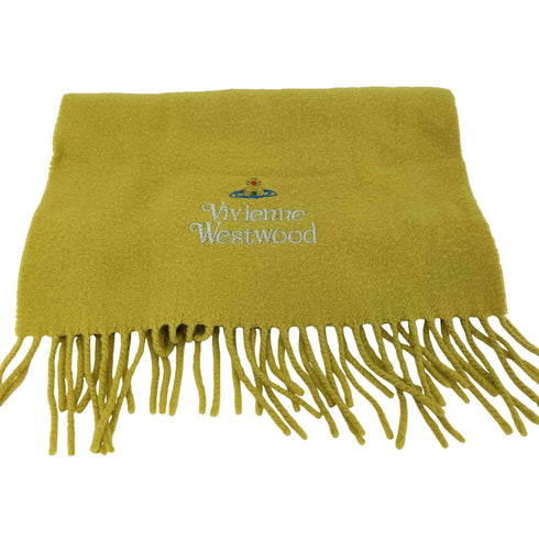 ヴィヴィアンウエストウッドアクセサリー Vivienne Westwood Accessories オーブロゴ刺繍 ウールフリンジマフラー レディース
