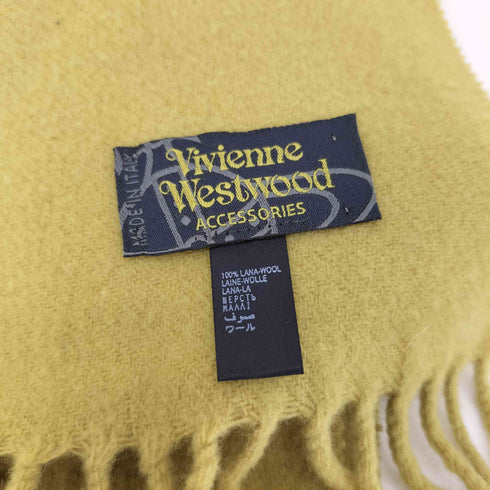 ヴィヴィアンウエストウッドアクセサリー Vivienne Westwood Accessories オーブロゴ刺繍 ウールフリンジマフラー レディース