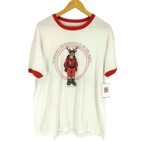 フロントプリントリンガーネックTシャツ メンズ