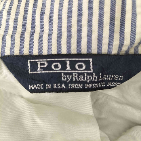 ポロバイラルフローレン Polo by RALPH LAUREN USA製 シアサッカー ストライプ ダブルブレストテーラードジャケット セットアップ メンズ 40R