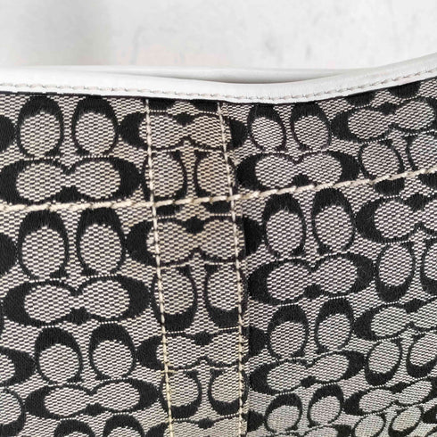 コーチ COACH マイクロシグネチャーロゴ レザー切替キャンバスショルダーバッグ レディース