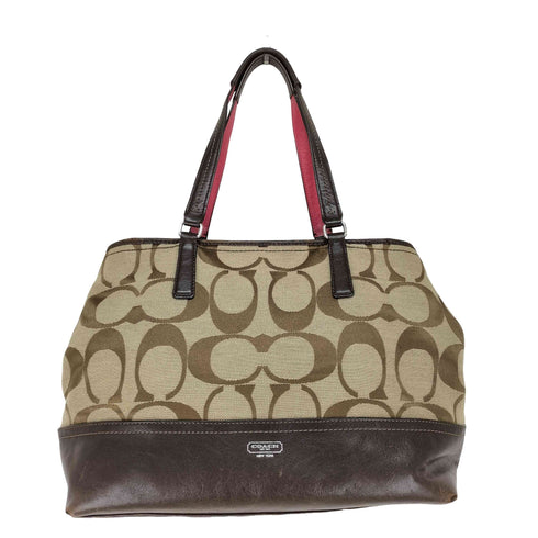 コーチ COACH シグネチャーロゴ レザー切替キャンバストートバッグ レディース
