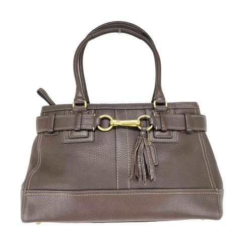 コーチ COACH バックルデザインオールレザー シボ革 トートバッグ レディース